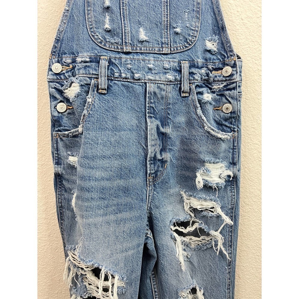 American Eagle Outfitters Blue Distressed Jeans Overalls - Picture 3 of 10
